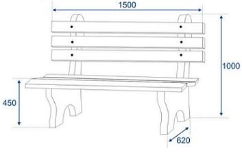 Chair Bench with Back Rest